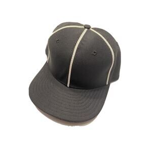 Size 7 New Era baseball umpire cap hat black with stripes made in USA